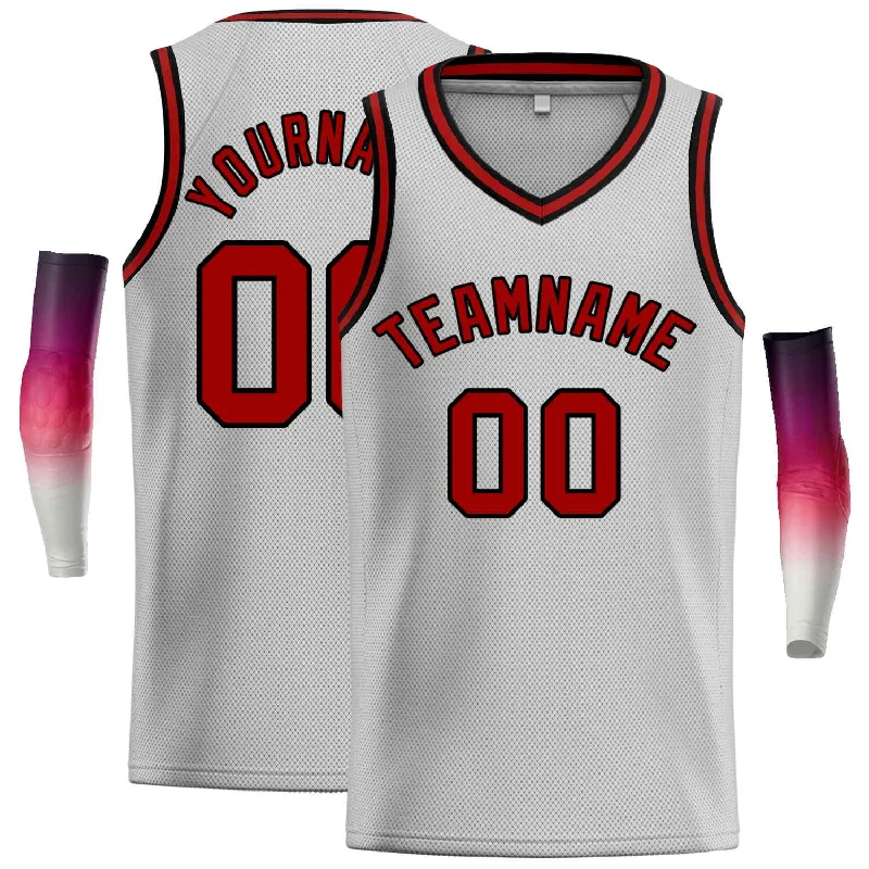 Basketball Jersey for Comfortable and Fast-Paced Play-Custom Gray Maroon-Black Classic Tops Men Casual Basketball Jersey