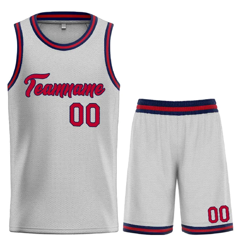 Basketball Jersey for Professional-Quality Construction-Custom Gray Maroon-Navy Heal Sports Uniform Classic Sets Basketball Jersey