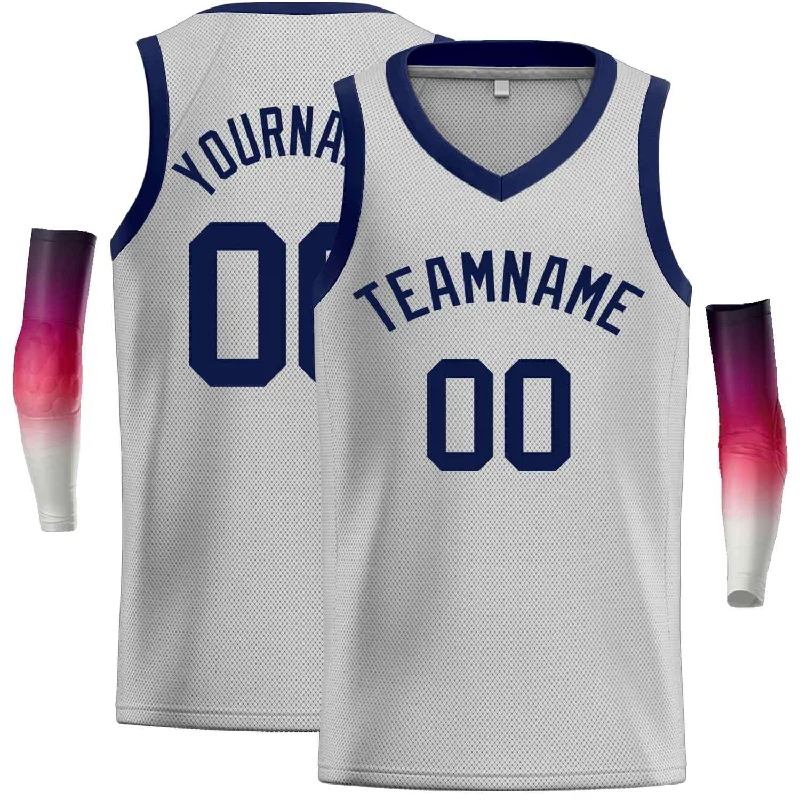 Basketball Jersey for Professional Quality and Custom Fit-Custom Gray Navv-Classic Tops Men Casual Basketball Jersey