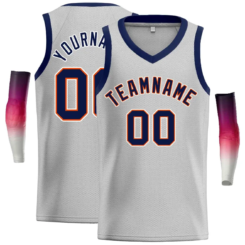 Basketball Jersey for Supportive Fit and Stylish Look-Custom Gray Navv-Orange Classic Tops Men Casual Basketball Jersey