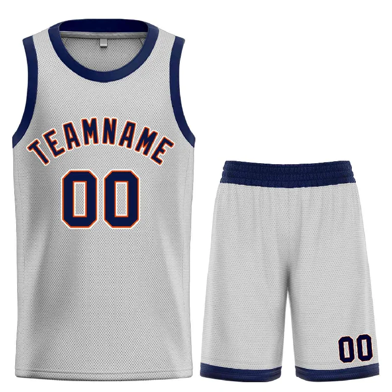 Basketball Jersey with High-Quality Material for Pro-Level Comfort-Custom Gray Navy-Orange Classic Sets Bull Basketball Jersey