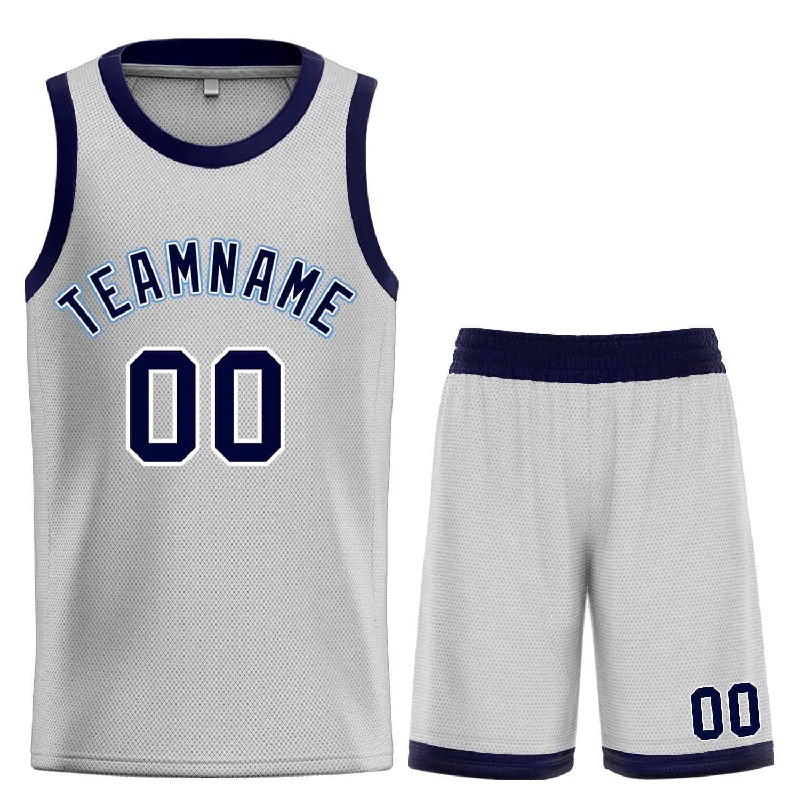 Basketball Jersey for Comfortable, Fast Action on the Court-Custom Gray Navy-Powder Blue Classic Sets Bull Basketball Jersey