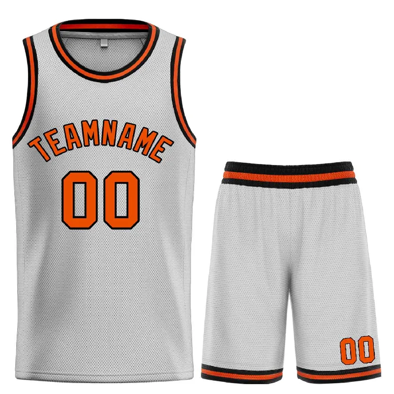 Basketball Jersey for Stretchable, Breathable Fabric-Custom Gray Orange-Black Classic Sets Bull Basketball Jersey