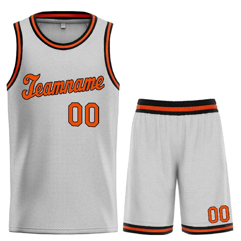 Basketball Jersey for High-Performance Movements-Custom Gray Orange-Black Classic Sets Sports Uniform Basketball Jersey