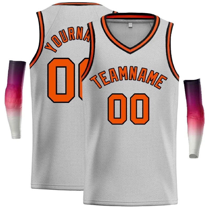 Basketball Jersey with Breathable Design for Fast Play-Custom Gray Orange-Black Classic Tops Men Casual Basketball Jersey