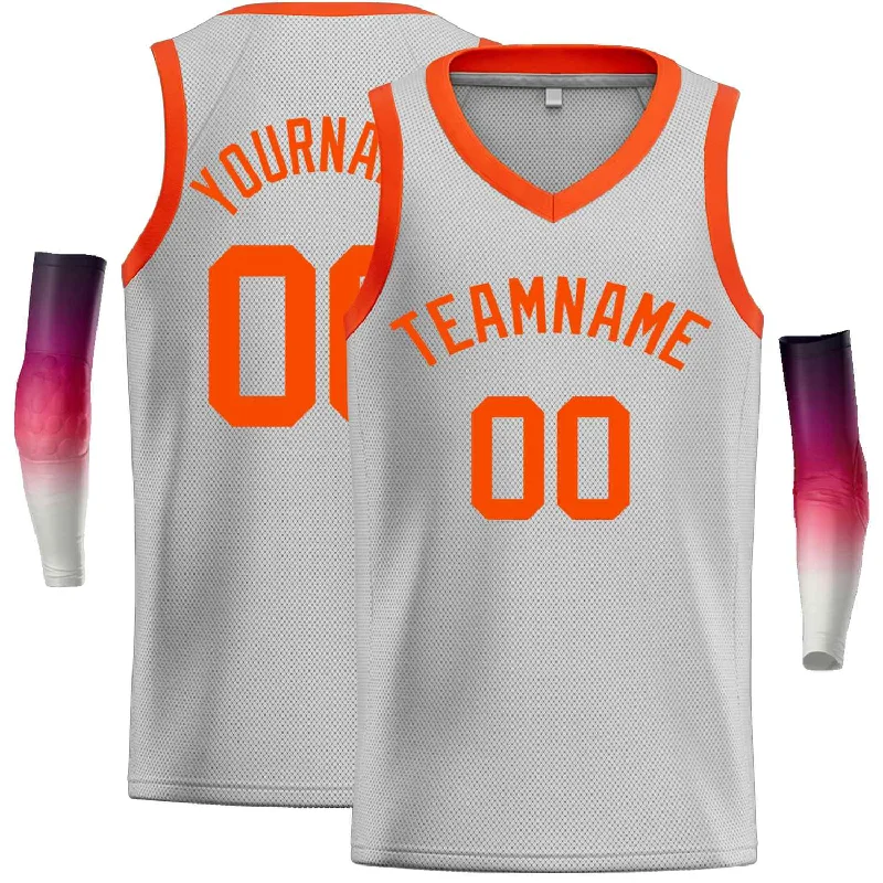 Basketball Jersey for Maximum Speed and Comfort-Custom Gray Orange-Classic Tops Men Casual Basketball Jersey