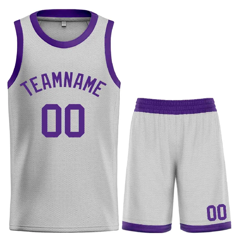 Basketball Jersey for Flexible Play During Intense Games-Custom Gray Purple Classic Sets Bull Basketball Jersey