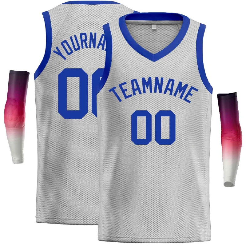 Basketball Jersey for Team Performance and Comfort-Custom Gray Royal-Classic Tops Men Casual Basketball Jersey