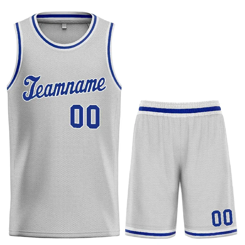 Basketball Jersey for Comfortable Fit for Every Player-Custom Gray Royal-White Classic Sets Sports Uniform Basketball Jersey