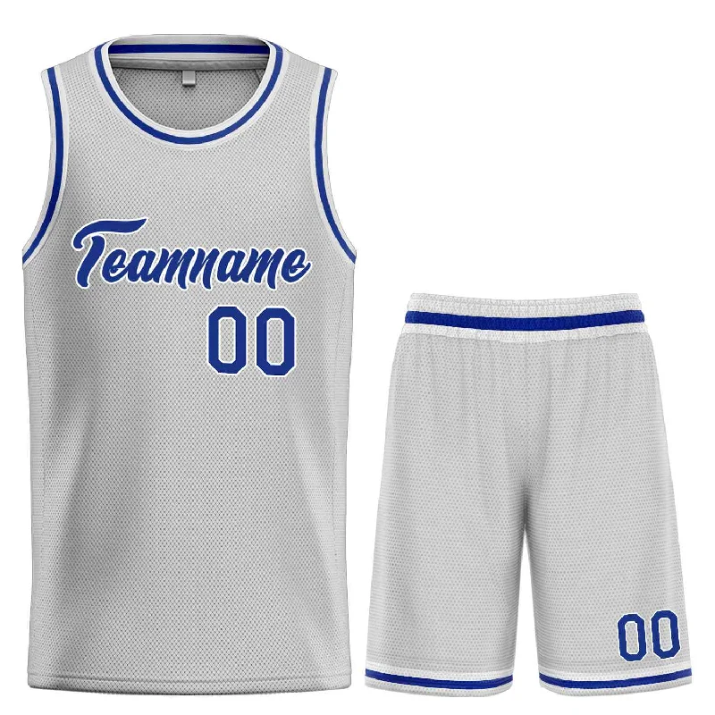 Basketball Jersey with Moisture-Wicking Technology for Comfort-Custom Gray Royal-White Heal Sports Uniform Classic Sets Basketball Jersey