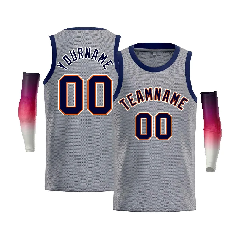 Basketball Jersey with Soft and Flexible Fabric-Custom Gray White-Orange Classic Tops Men Casual Bull Basketball Jersey