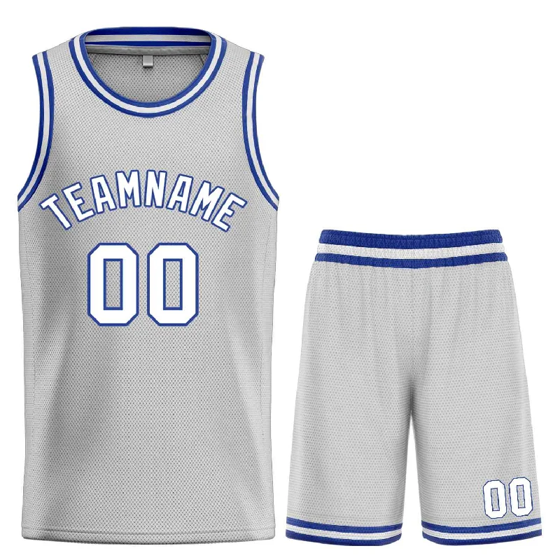 Basketball Jersey for All-Weather Performance-Custom Gray White-Royal Classic Sets Bull Basketball Jersey