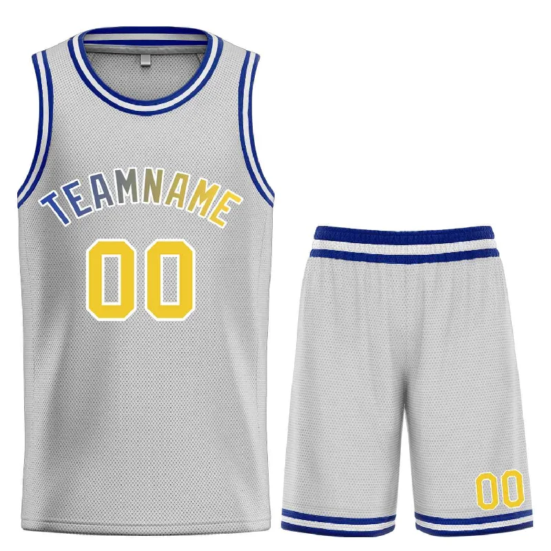 Basketball Jersey for Pro-Style Design and Comfort-Custom Gray Yellow-White Classic Sets Bull Basketball Jersey