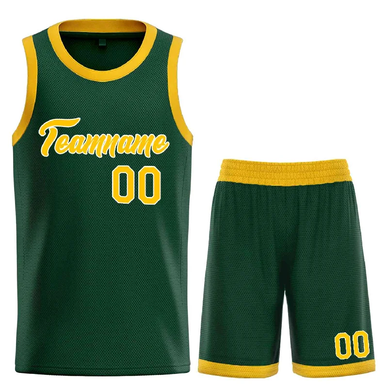 Basketball Jersey for Comfortable and Stylish Look-Custom Hunter Green Yellow-White Heal Sports Uniform Classic Sets Basketball Jersey