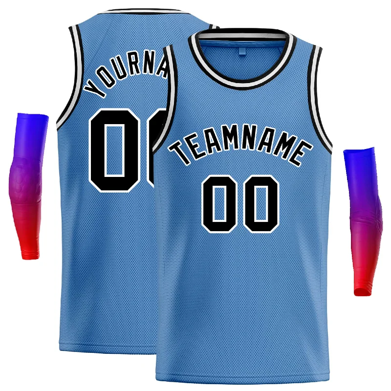 Basketball Jersey for Casual and Competitive Play-Custom Light Blue Black-White Classic Tops Casual Basketball Jersey