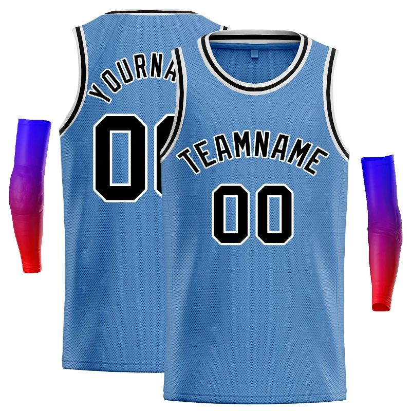 Basketball Jersey for Maximum Comfort-Custom Light Blue Black-White Classic Tops Casual Basketball Jersey