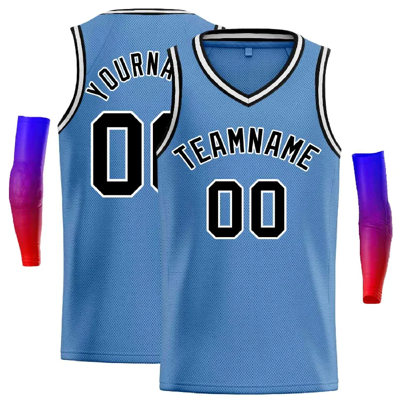 Basketball Jersey for Optimal Game-Day Comfort-Custom Light Blue Black-White Classic Tops Men Casual Basketball Jersey