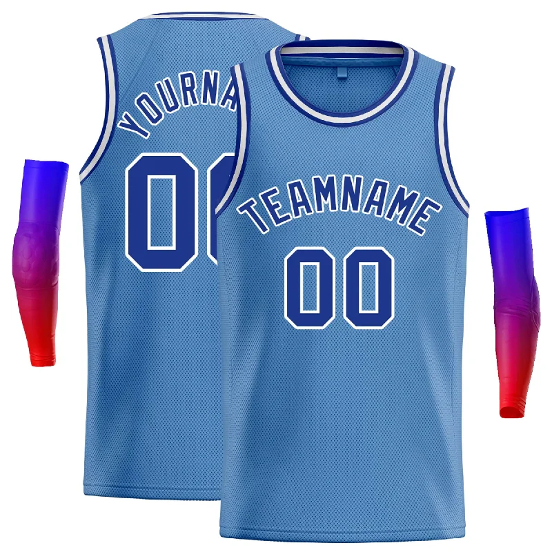 Basketball Jersey for Game Day Performance-Custom Light Blue Blue-White Classic Tops Casual Basketball Jersey