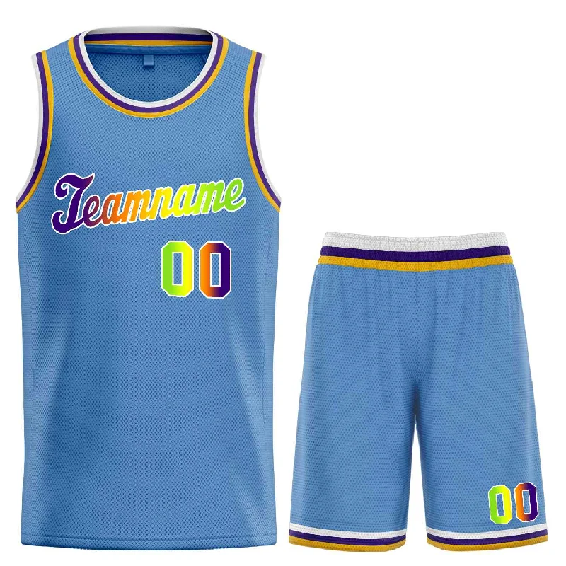 Basketball Jersey for Professional Quality and Custom Fit-Custom Light Blue Green-White Classic Sets Sports Uniform Basketball Jersey