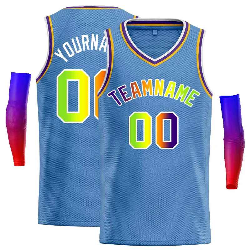 Basketball Jersey for Comfortable Design and Fit-Custom Light Blue Green-White Classic Tops Men Casual Basketball Jersey