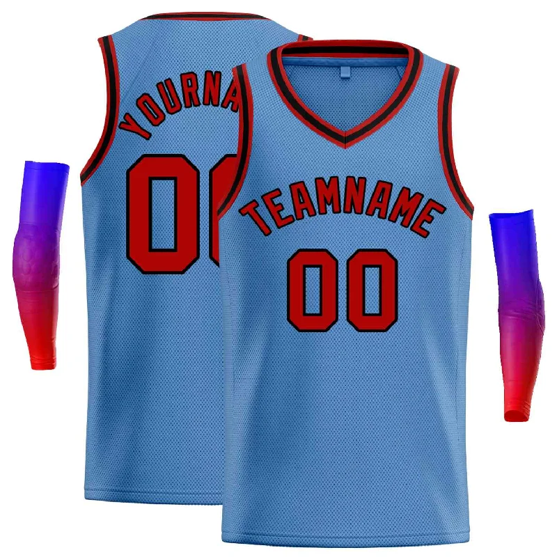 Basketball Jersey for Ultimate Range of Motion-Custom Light Blue Maroon-Black Classic Tops Men Casual Basketball Jersey