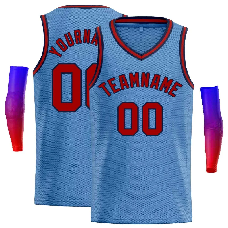 Basketball Jersey with Enhanced Breathability-Custom Light Blue Maroon-Navv Classic Tops Men Casual Basketball Jersey