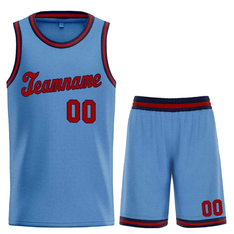 Basketball Jersey for Comfortable and Fast-Paced Play-Custom Light Blue Navy-Red Classic Sets Sports Uniform Basketball Jersey