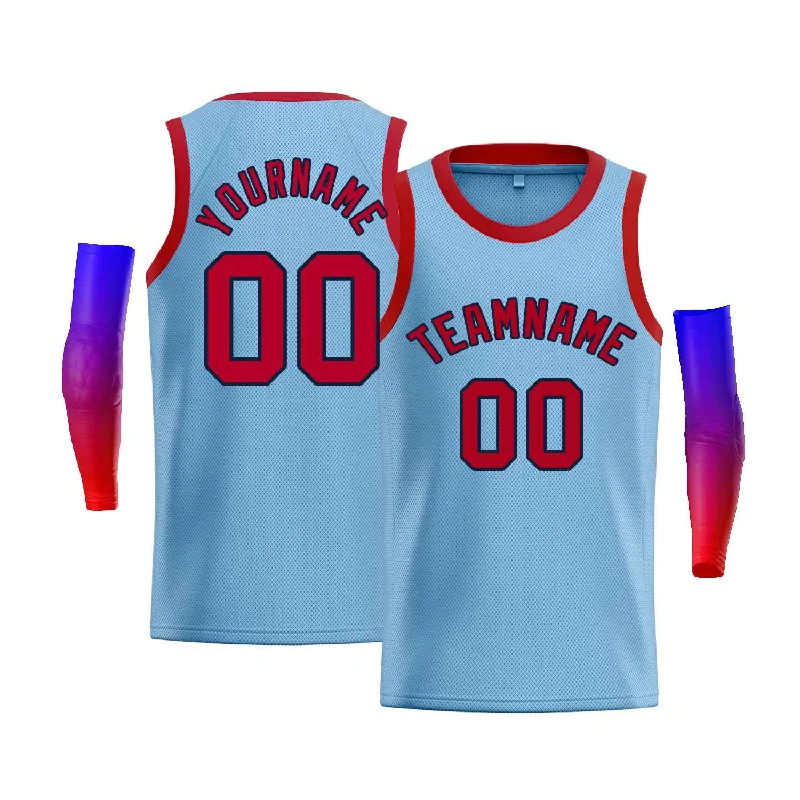 Best Basketball Jersey for Comfort-Custom Light Blue Navy-Red Classic Tops Men Casual Bull Basketball Jersey