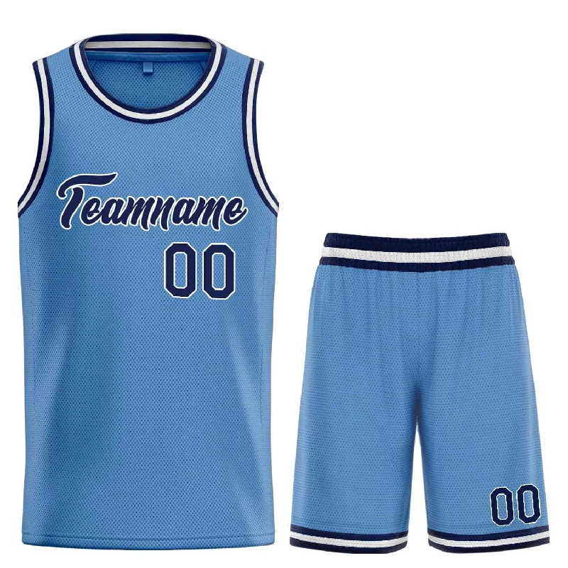 Basketball Jersey for Maximum Durability-Custom Light Blue Navy-White Heal Sports Uniform Classic Sets Basketball Jersey