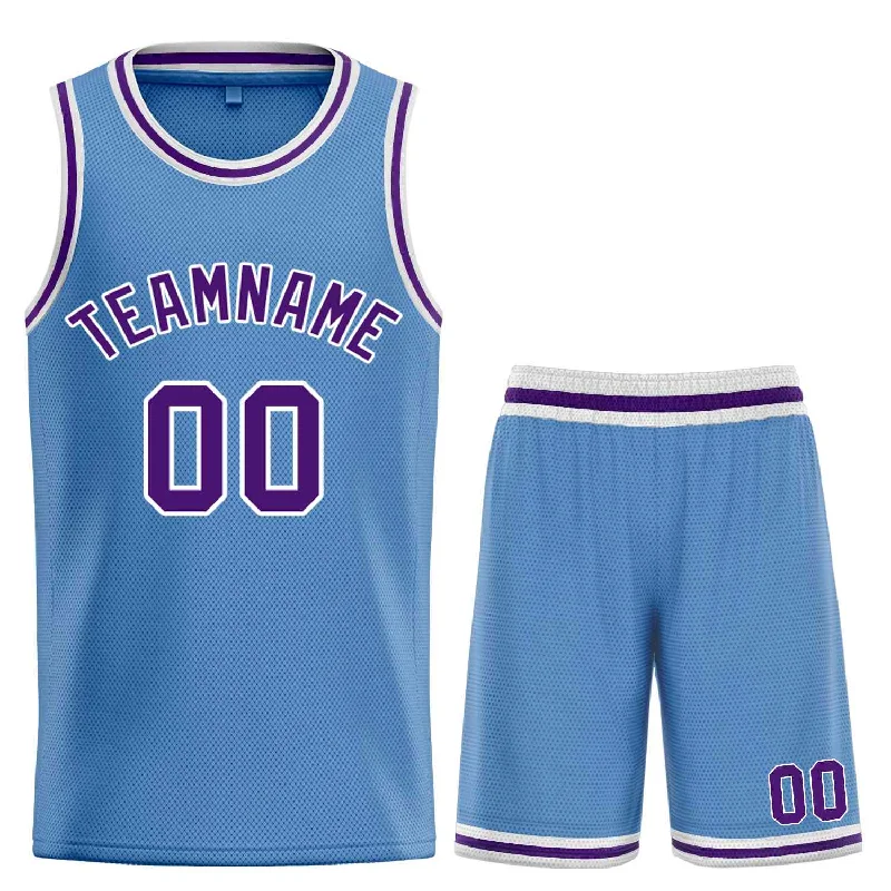 Basketball Jersey for Full Freedom of Movement-Custom Light Blue Purple-White Bull Classic Sets Basketball Jersey