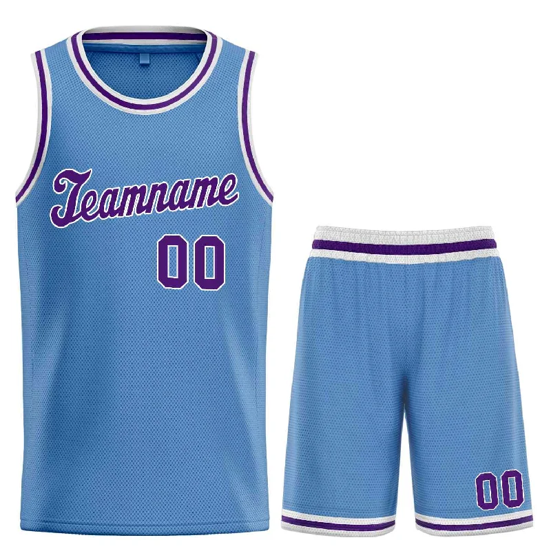 Basketball Jersey for All-Level Players and Teams-Custom Light Blue Purple-White Classic Sets Sports Uniform Basketball Jersey