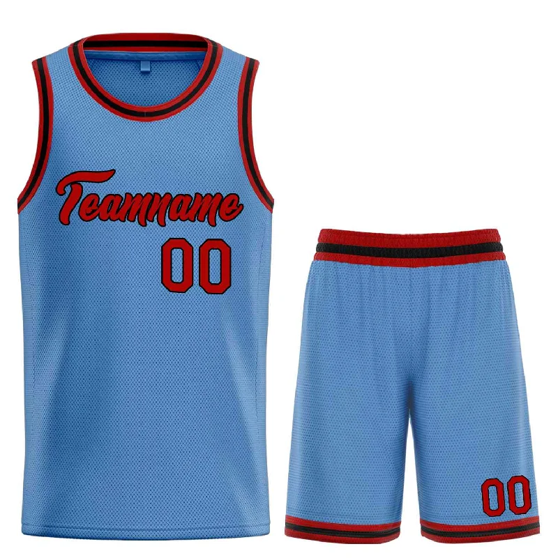 Basketball Jersey for Lightweight Play-Custom Light Blue Red-Black Heal Sports Uniform Classic Sets Basketball Jersey