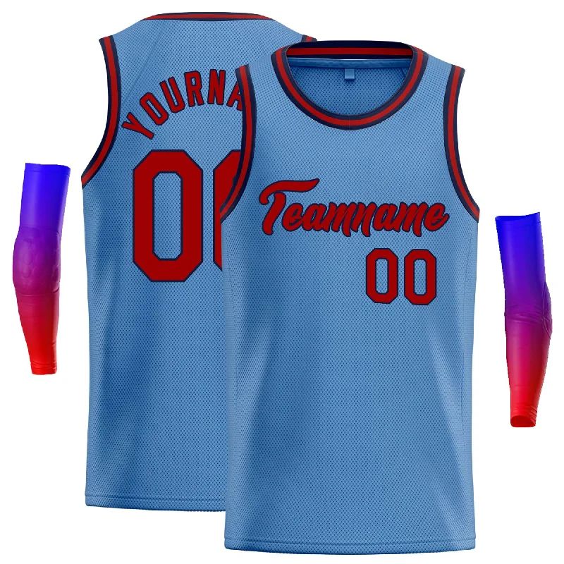 Basketball Jersey for Cool Comfort in Hot Weather-Custom Light Blue Red-Navy Classic Tops Casual Basketball Jersey