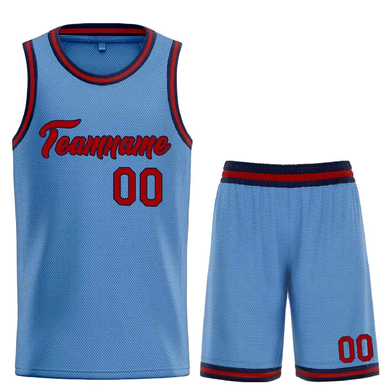 Basketball Jersey for Professional Players-Custom Light Blue Red-Navy Heal Sports Uniform Classic Sets Basketball Jersey