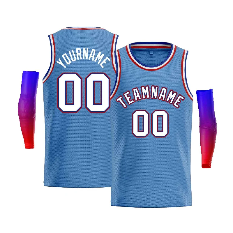 Basketball Jersey for Flexible Play on Any Court-Custom Light Blue Red-Royal Classic Tops Men Casual Bull Basketball Jersey