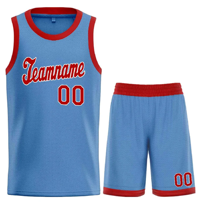 Basketball Jersey for Ultimate Comfort During Drills-Custom Light Blue Red-White Classic Sets Sports Uniform Basketball Jersey