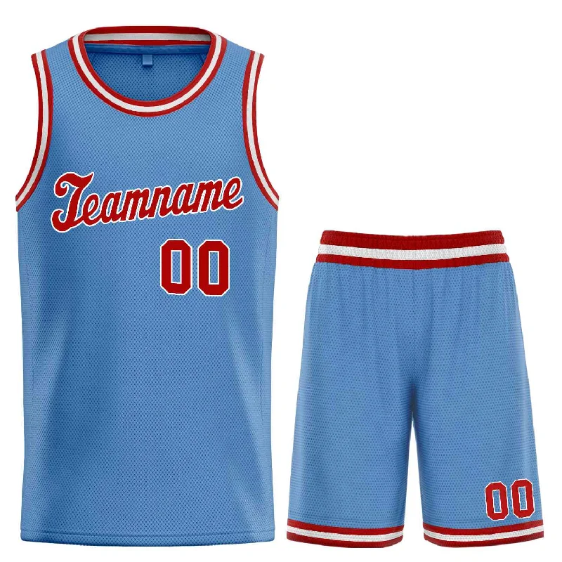 Basketball Jersey for Team Performance and Comfort-Custom Light Blue Red-White Classic Sets Sports Uniform Basketball Jersey