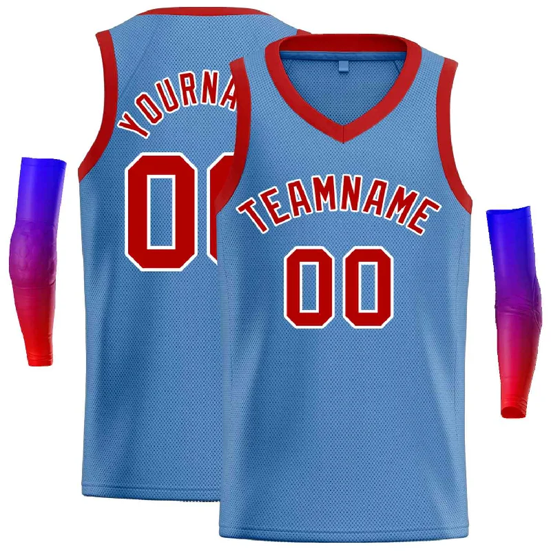 Basketball Jersey for Full Coverage and Freedom of Movement-Custom Light Blue Red-White Classic Tops Men Casual Basketball Jersey