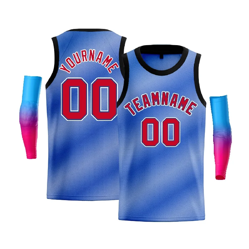 Basketball Jersey for Cool Comfort in Hot Weather-Custom Light Blue Red-White Gradient Fashion Tops Basketball Jersey