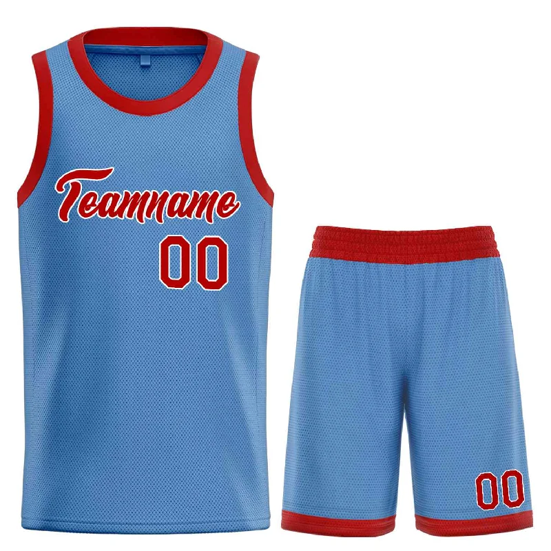 Basketball Jersey for Training and Matches-Custom Light Blue Red-White Heal Sports Uniform Classic Sets Basketball Jersey