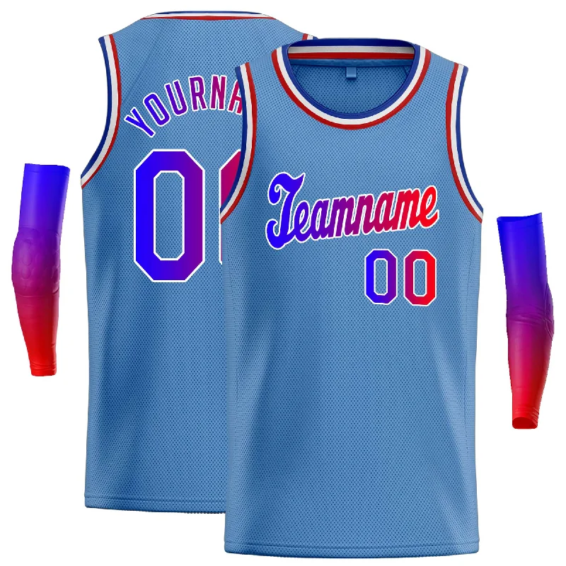 Basketball Jersey for Full Range of Motion-Custom Light Blue Royal-White Classic Tops Casual Basketball Jersey