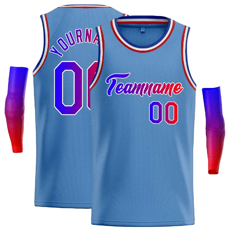 Basketball Jersey with Mesh Panels for Ventilation-Custom Light Blue Royal-White Classic Tops Casual Basketball Jersey