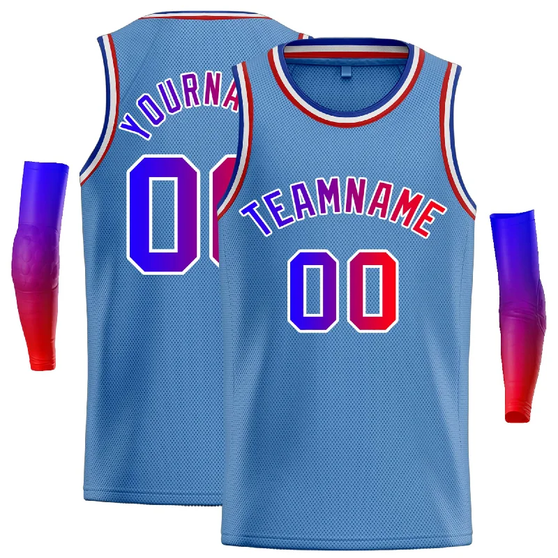 Basketball Jersey for Lightweight Breathability-Custom Light Blue Royal-White Classic Tops Casual Basketball Jersey