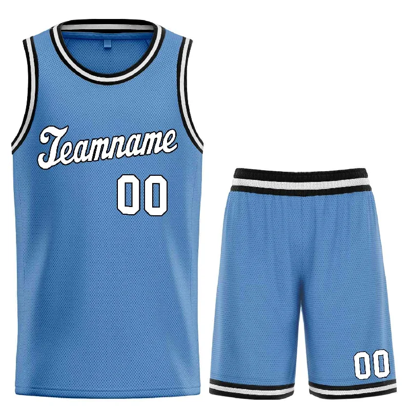 Basketball Jersey for Maximum Agility and Comfort-Custom Light Blue White-Black Classic Sets Sports Uniform Basketball Jersey