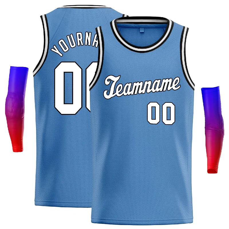 Basketball Jersey for Stylish Look and Fit-Custom Light Blue White-Black Classic Tops Casual Basketball Jersey