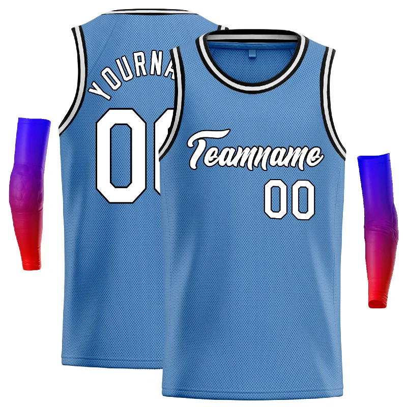 Basketball Jersey for Comfortable Movement on the Court-Custom Light Blue White-Black Classic Tops Casual Basketball Jersey