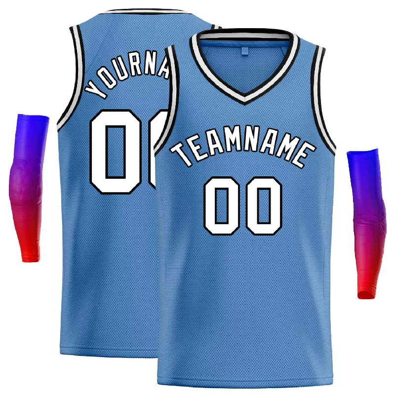 Basketball Jersey for Maximum Breathability and Flexibility-Custom Light Blue White-Black Classic Tops Men Casual Basketball Jersey