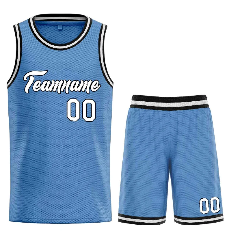 Basketball Jersey for Breathable Fabric-Custom Light Blue White-Black Heal Sports Uniform Classic Sets Basketball Jersey