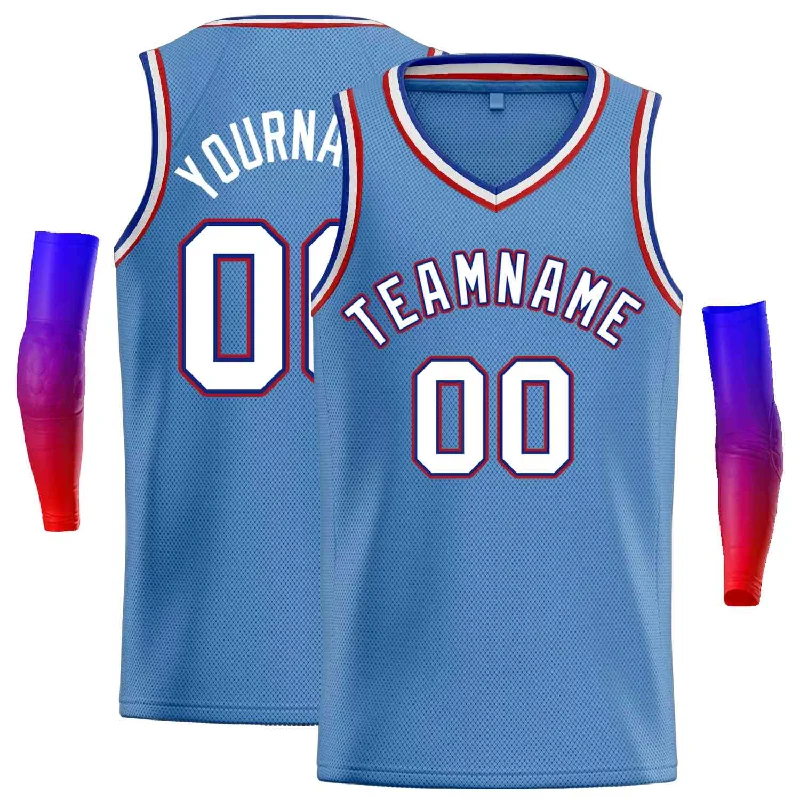 Basketball Jersey for Comfortable Fit with Stretchable Fabric-Custom Light Blue White-Blue Classic Tops Men Casual Basketball Jersey