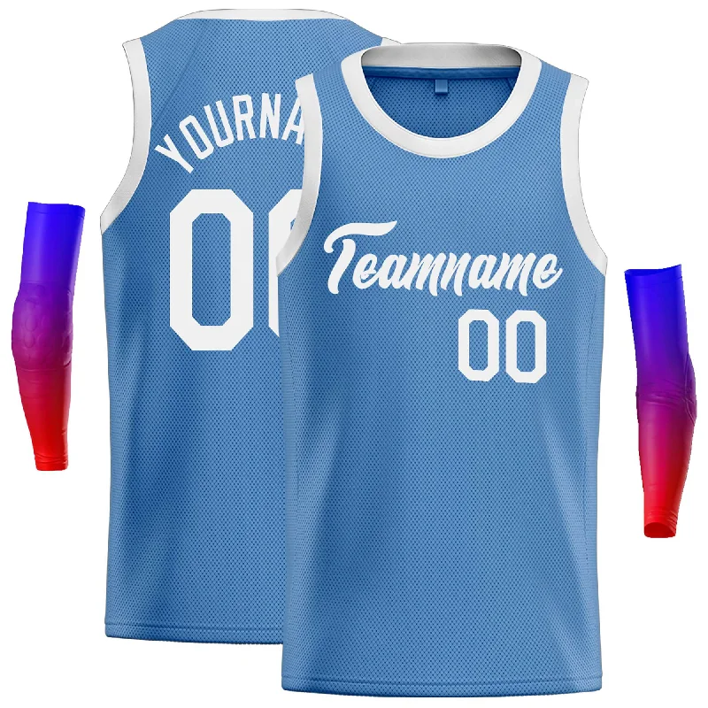 Basketball Jersey for Pro-Level Comfort and Performance-Custom Light Blue White Classic Tops Casual Basketball Jersey